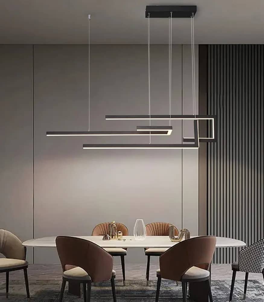 Suspension rectangulaire moderne à intensité variable, lampe de table à manger, design moderne et personnalisé avec télécommande, plafonnier pour salon (noir, L100cm/60W)