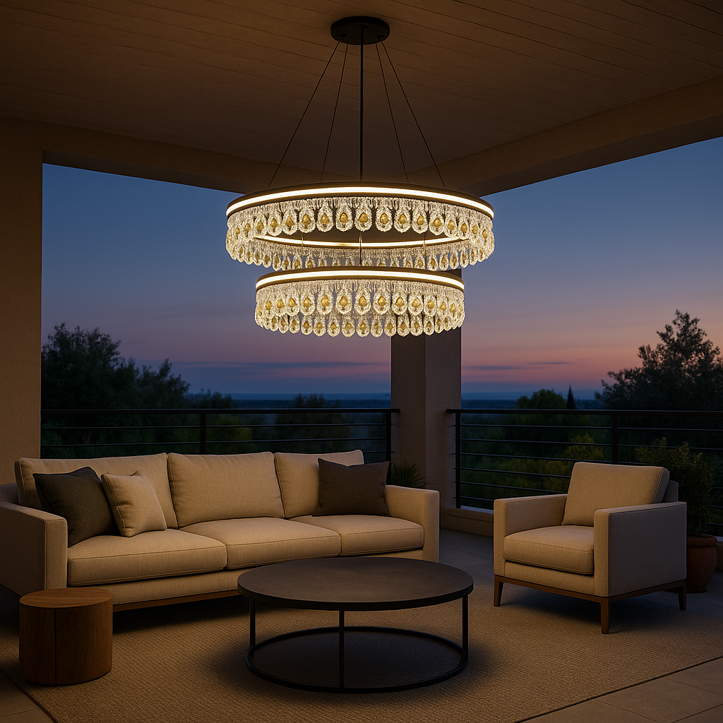 Lustre Rond en Cristal de Luxe léger, Lustre Minimaliste Moderne, pour Salon Salle à Manger Chambre luminaires,60+80cm